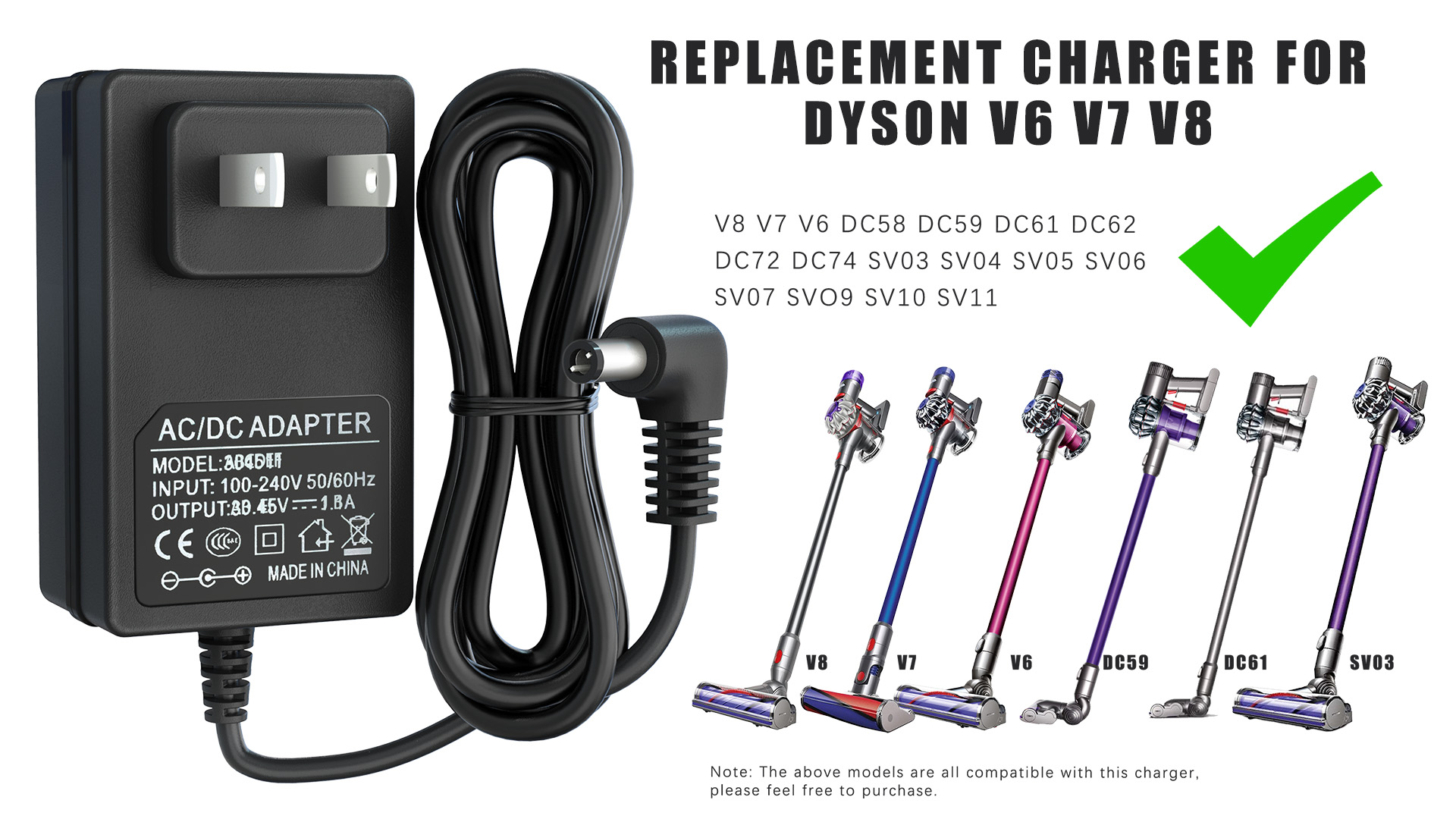 Amazon.com: Pinkind 26.1V Charger Compatible with Dyson V6 V7 V8